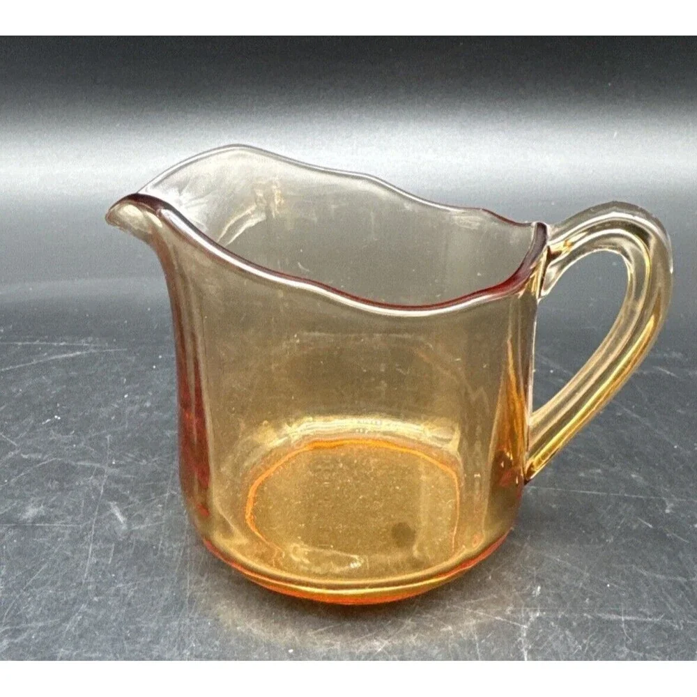 VTG Cambridge AMBER‎ Glass Creamer & Open Sugar Set